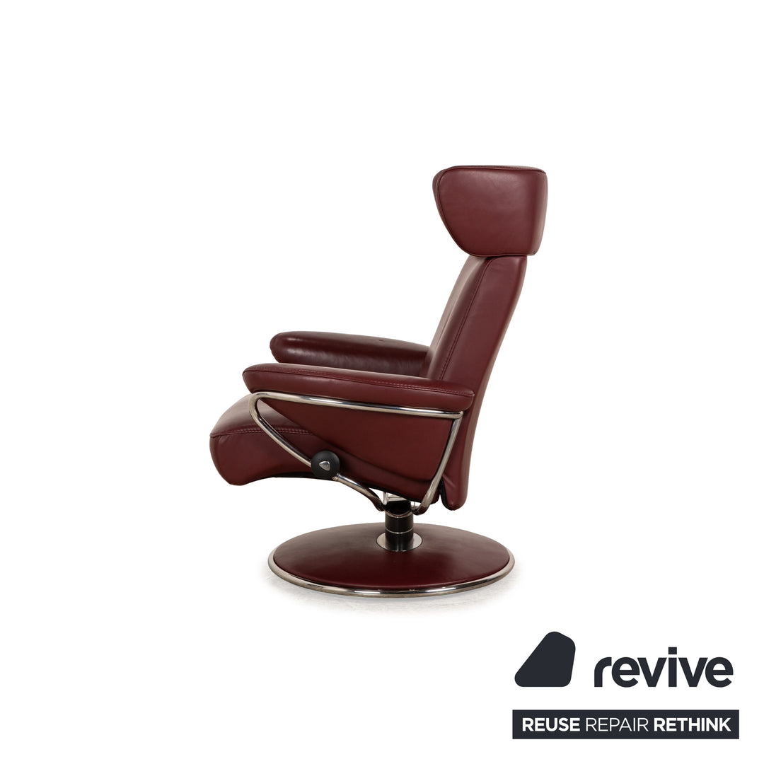 Stressless Jazz Leather Armchair Red Wine Red Manual Function