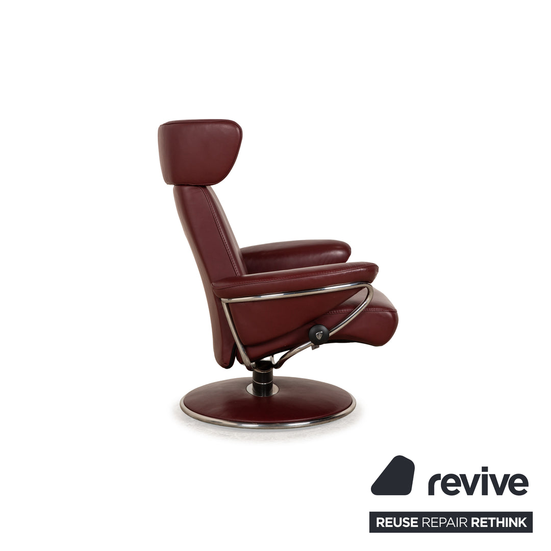 Stressless Jazz Leather Armchair Red Wine Red Manual Function