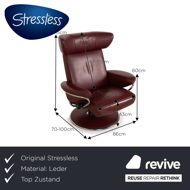 Stressless Jazz Leder Sessel Rot Weinrot manuelle Funktion