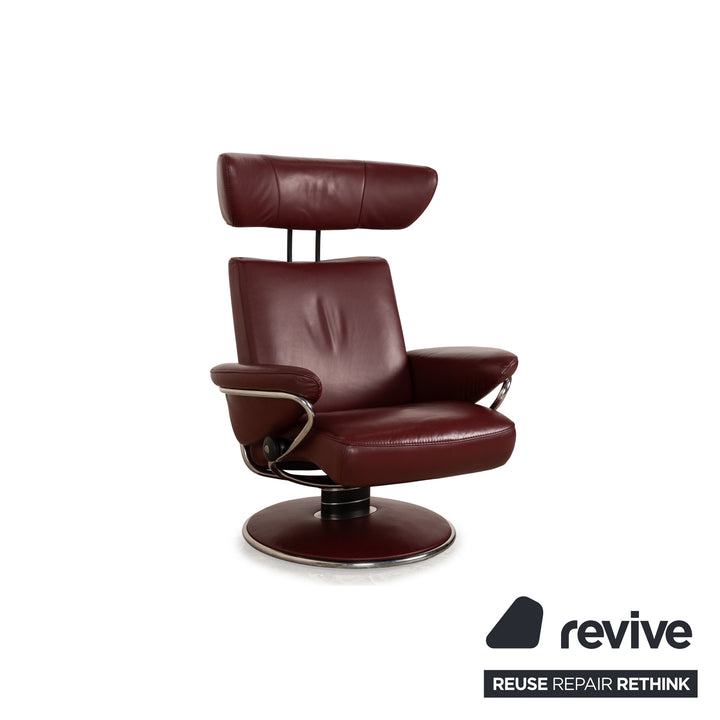 Stressless Jazz Leather Armchair Red Wine Red Manual Function