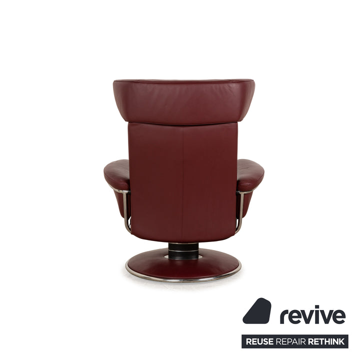 Stressless Jazz Leather Armchair Red Wine Red Manual Function