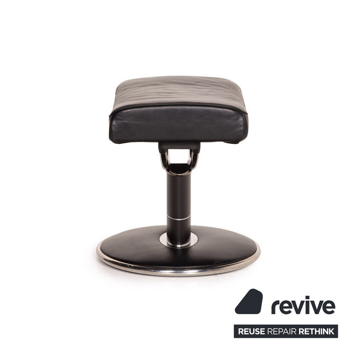 Fauteuil en cuir Stressless Jazz noir taille M avec fonction relaxation tabouret