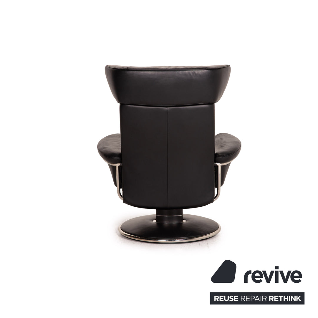 Fauteuil en cuir Stressless Jazz noir taille M avec fonction relaxation tabouret