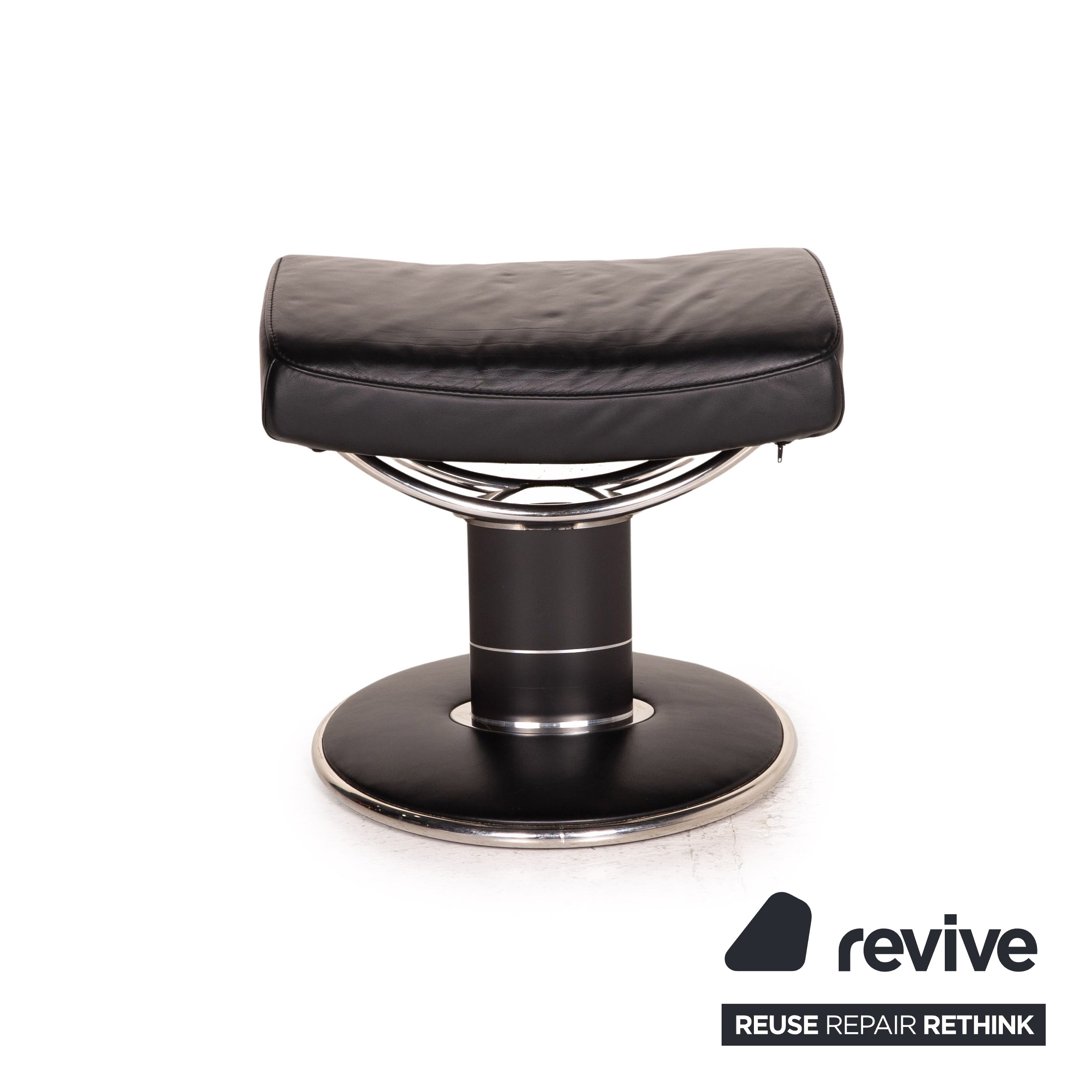 Fauteuil en cuir Stressless Jazz noir taille M avec fonction relaxation tabouret