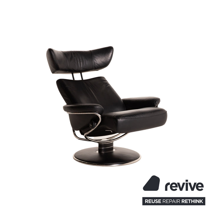 Stressless Jazz Leder Sessel Schwarz Größe M inkl. Hocker Relaxfunktion Funktion