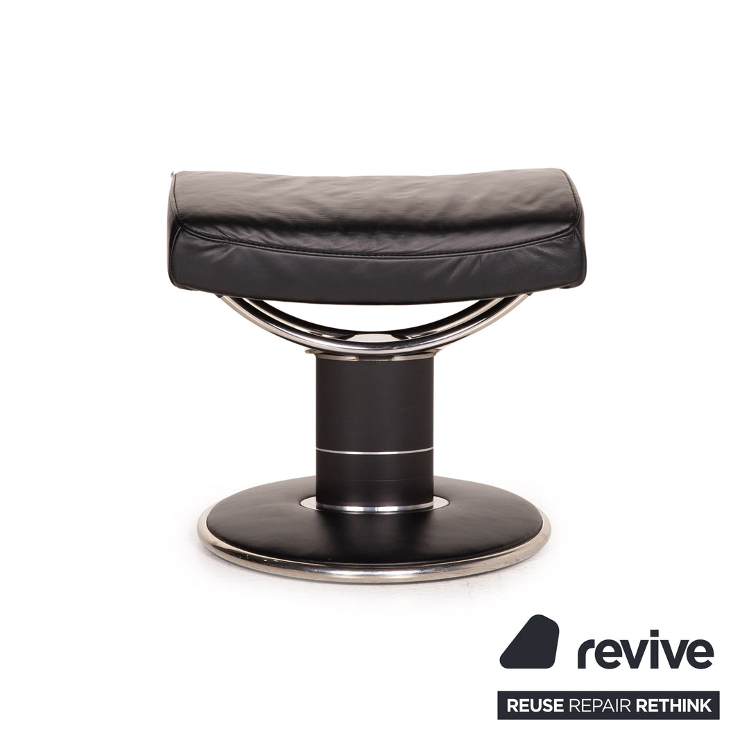 Fauteuil en cuir Stressless Jazz noir taille M avec fonction relaxation tabouret