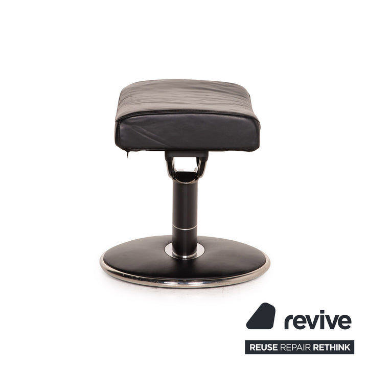 Fauteuil en cuir Stressless Jazz noir taille M avec fonction relaxation tabouret