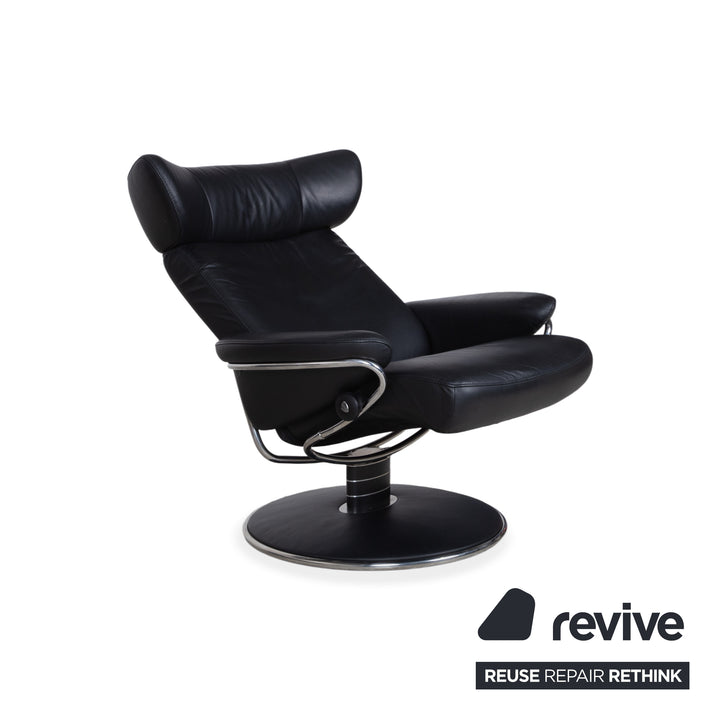 Stressless Jazz Leather Recliner Black incl. Ottoman Size L