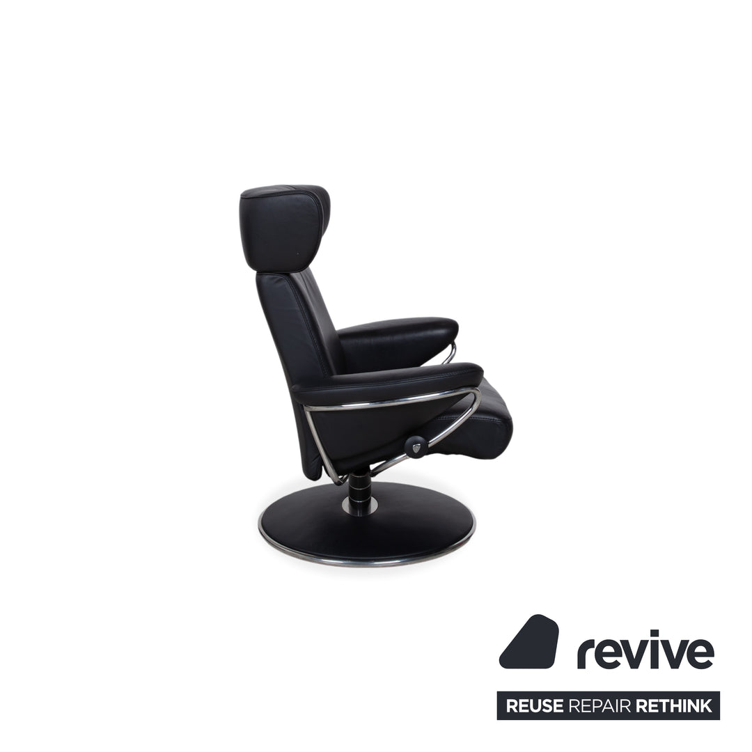 Stressless Jazz Leder Sessel Schwarz inkl. Hocker Größe L