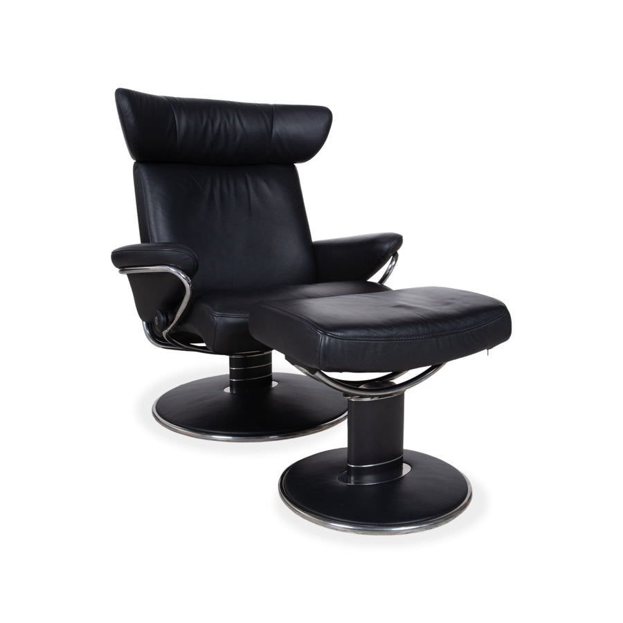 Stressless Jazz Leather Recliner Black incl. Ottoman Size L