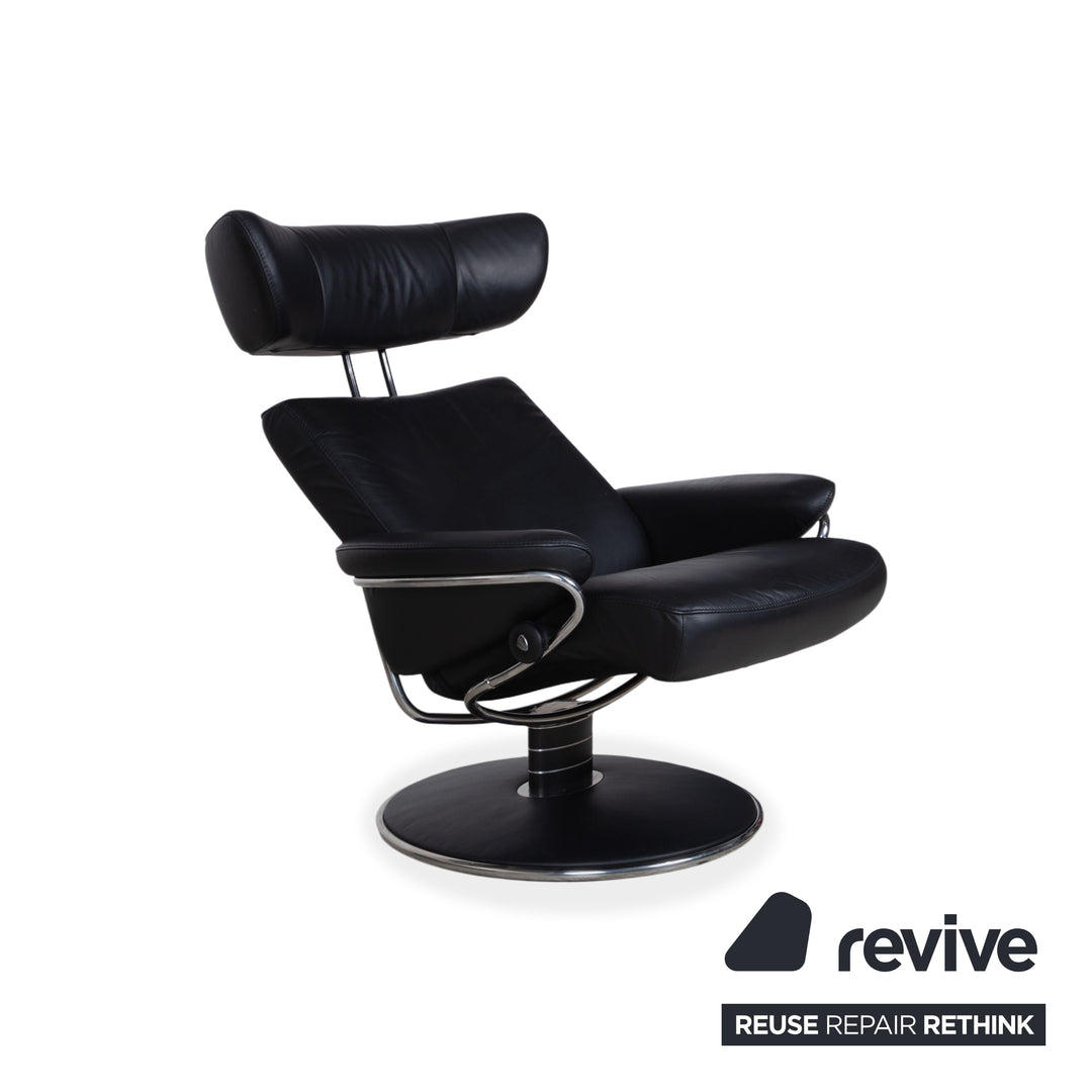 Stressless Jazz Leder Sessel Schwarz inkl. Hocker Größe L
