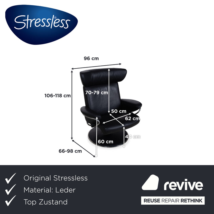 Stressless Jazz Leder Sessel Schwarz inkl. Hocker Größe L