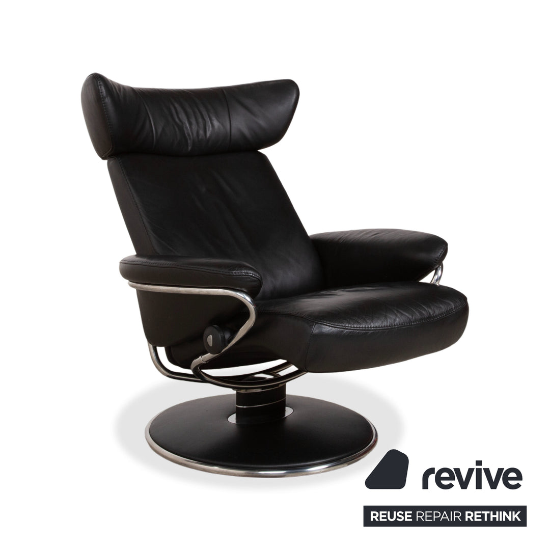 Fauteuil Stressless Jazz en cuir noir à fonction manuelle