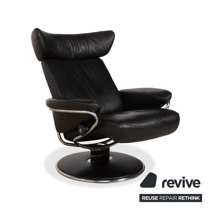 Fauteuil Stressless Jazz en cuir noir à fonction manuelle