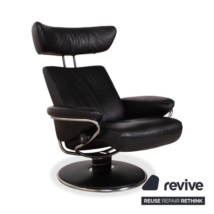 Fauteuil Stressless Jazz en cuir noir à fonction manuelle