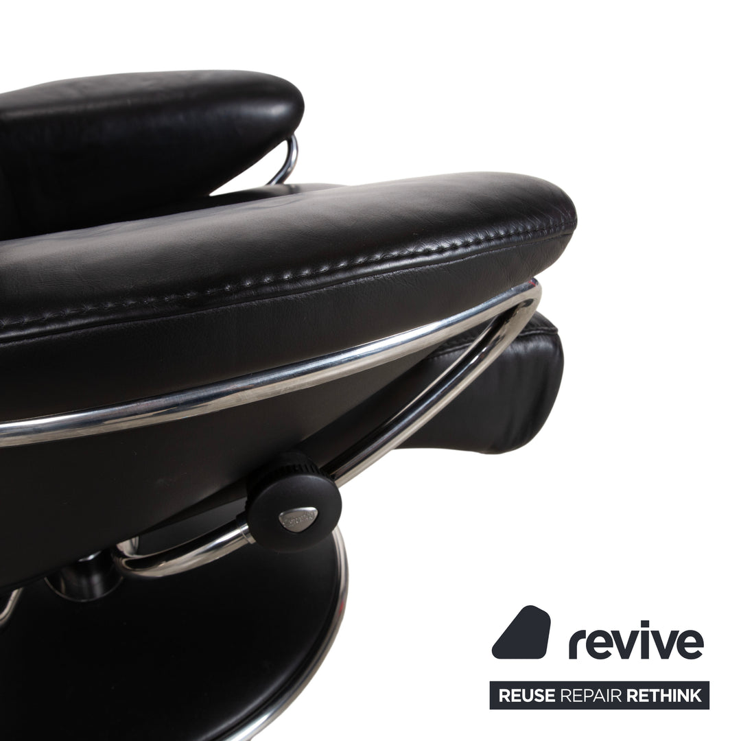 Fauteuil Stressless Jazz en cuir noir à fonction manuelle