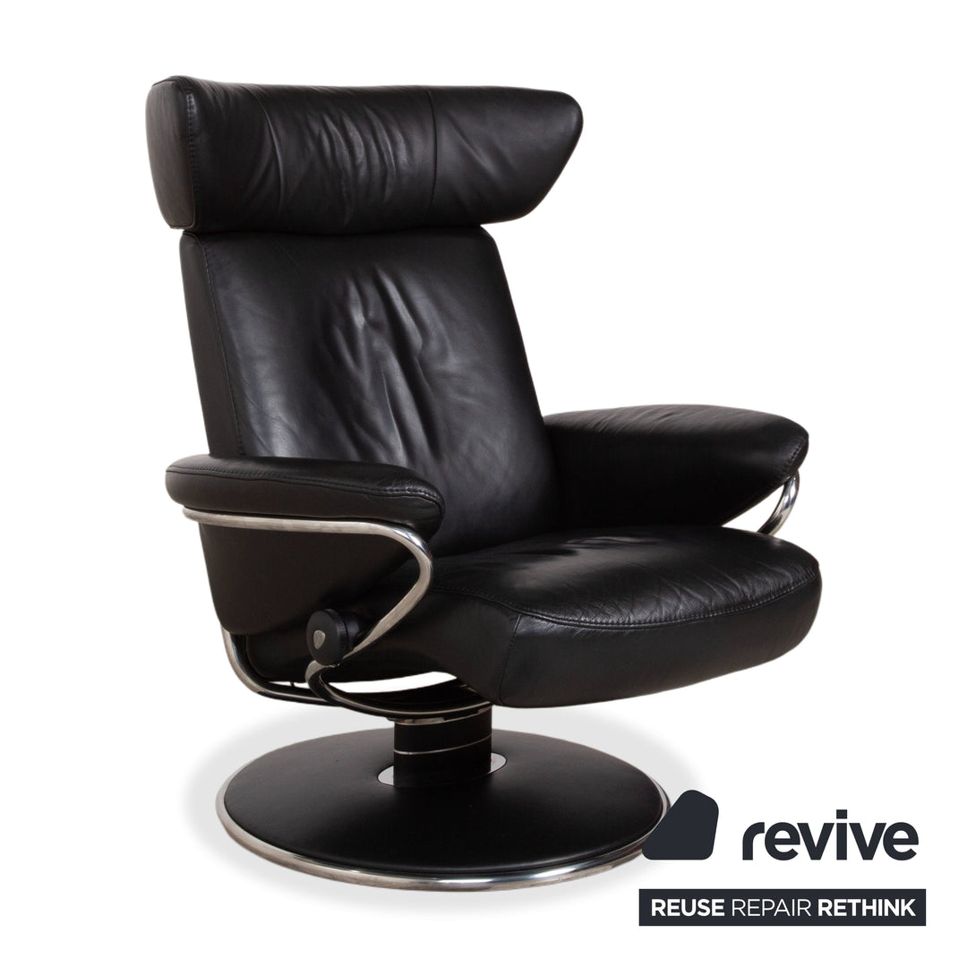 Fauteuil Stressless Jazz en cuir noir à fonction manuelle