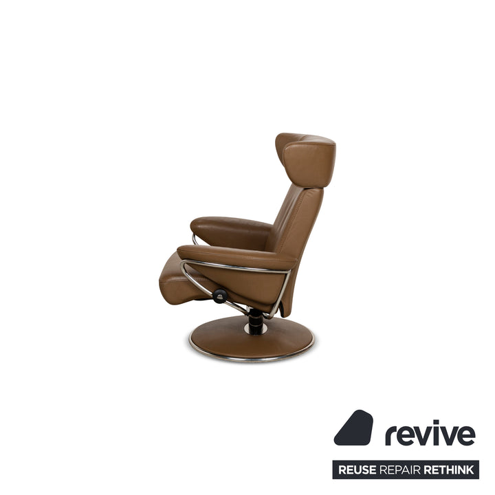 Fauteuil en cuir Stressless Jazz M marron avec tabouret fonction manuelle