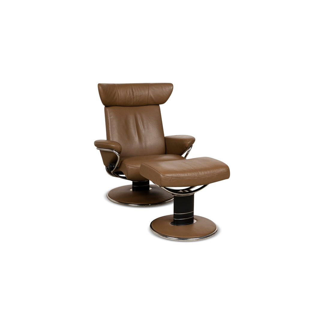 Stressless Jazz M Leather Armchair Brown incl. Stool manual function