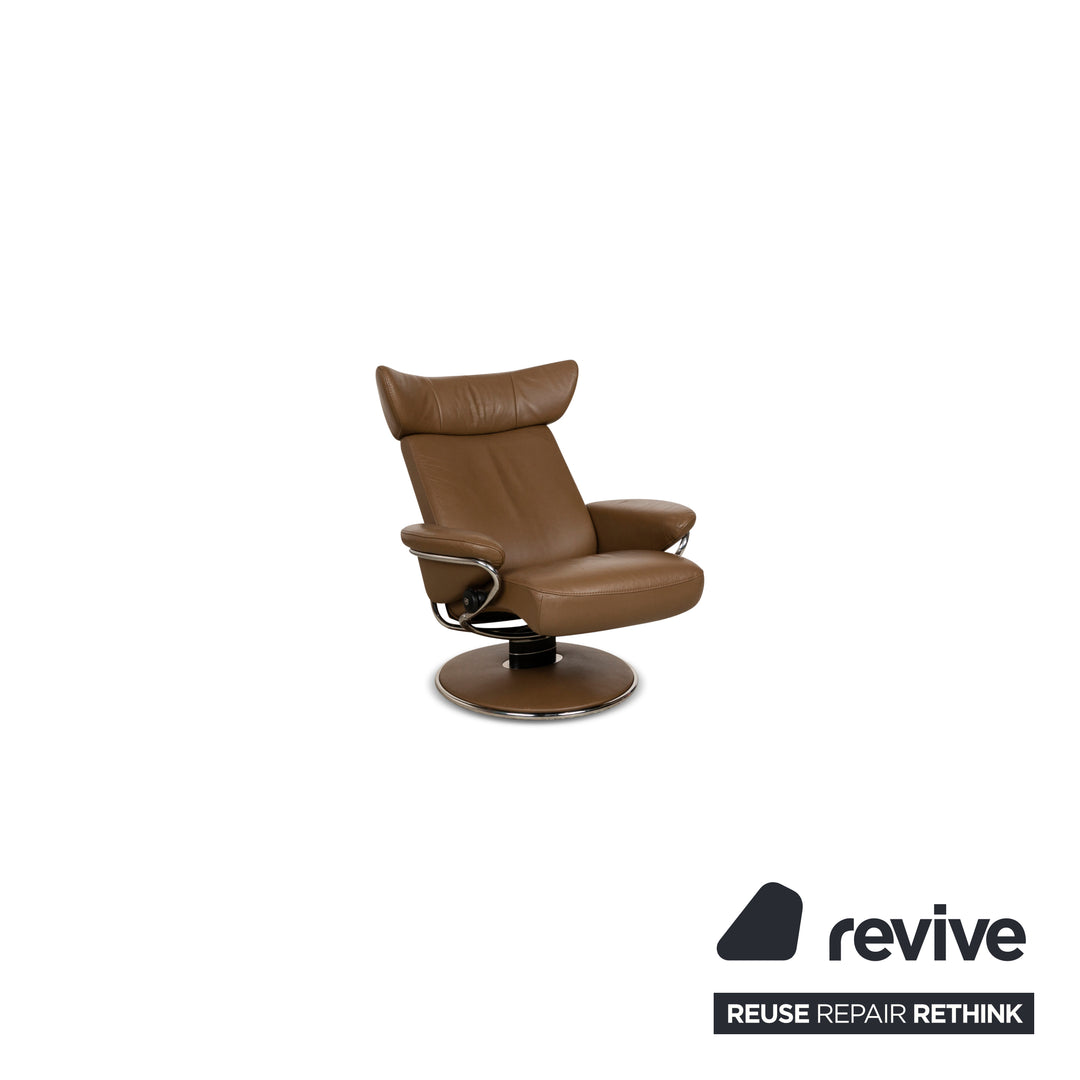 Fauteuil en cuir Stressless Jazz M marron avec tabouret fonction manuelle