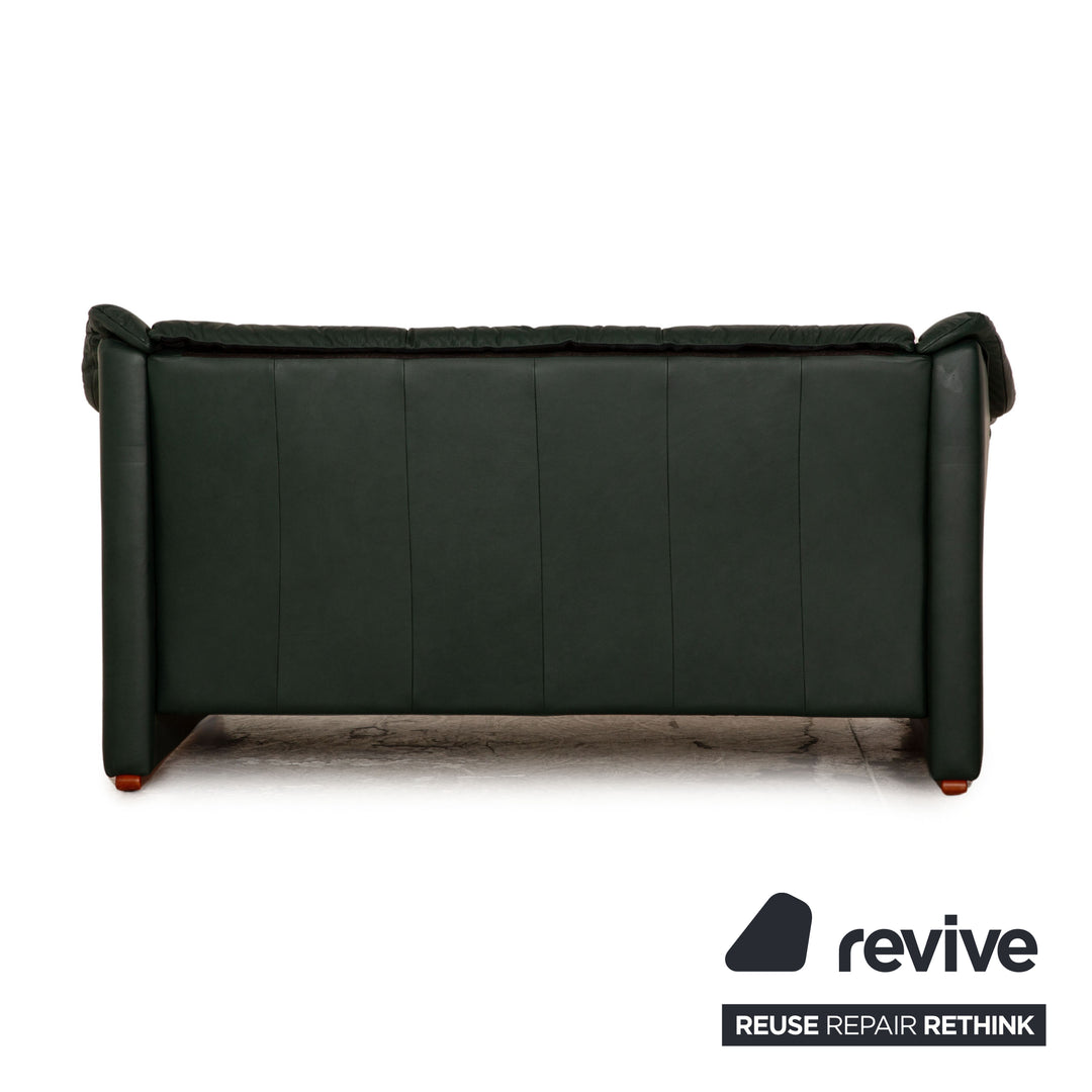 Stressless Leather Three Seater Dark Green Sofa Couch