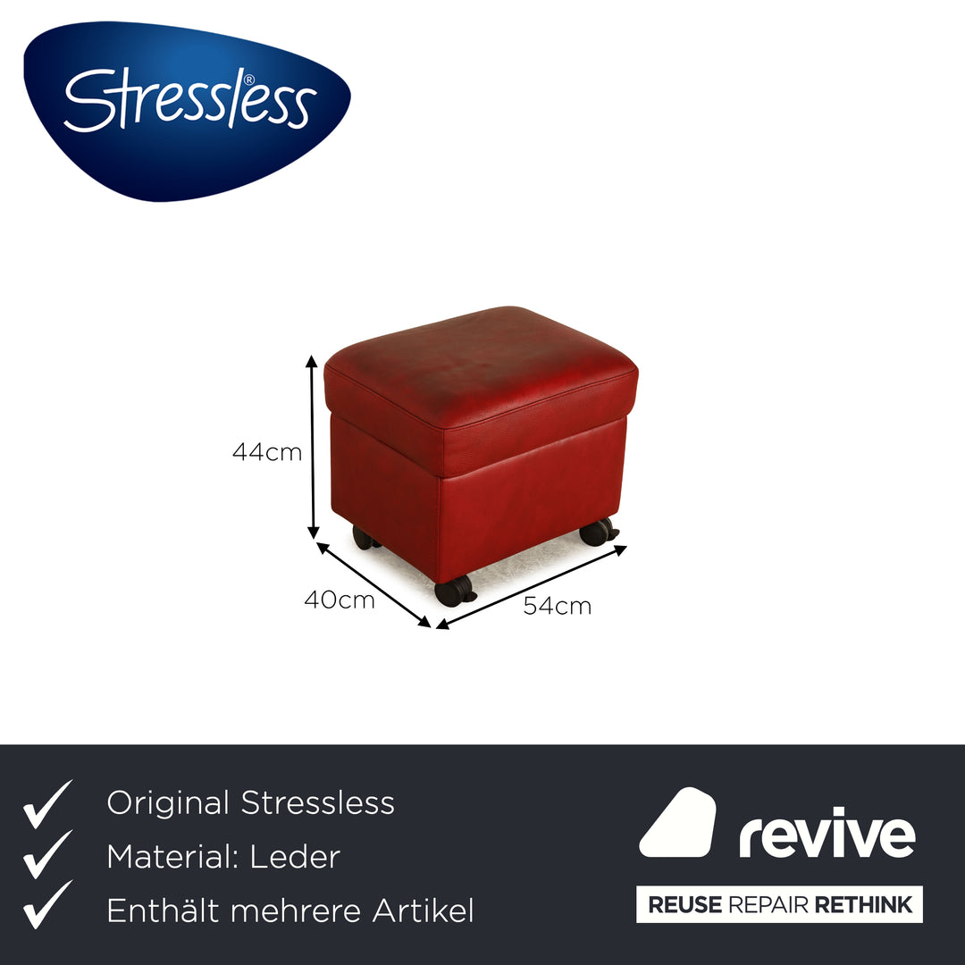 Stressless Leder Hocker Garnitur Rot manuelle Funktion Staufach 2x Hocker