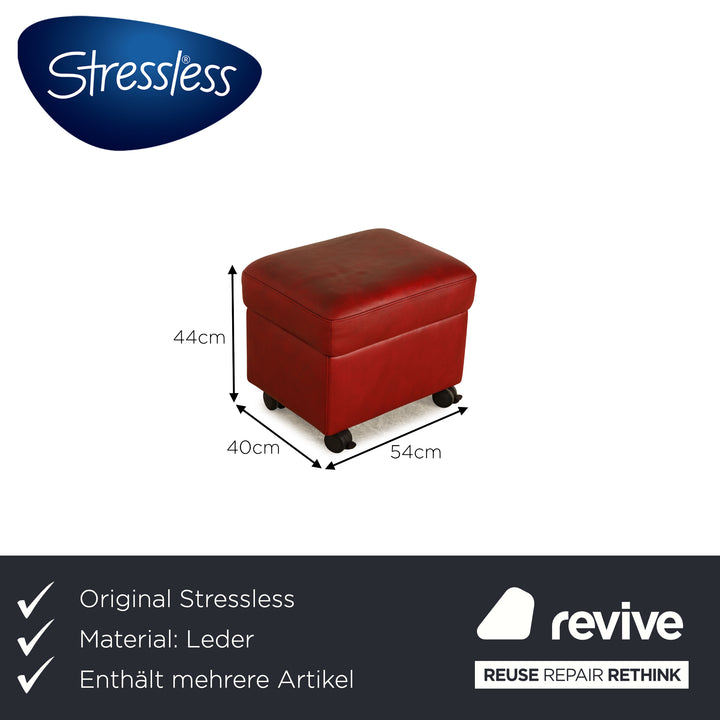 Stressless Leder Hocker Garnitur Rot manuelle Funktion Staufach 2x Hocker