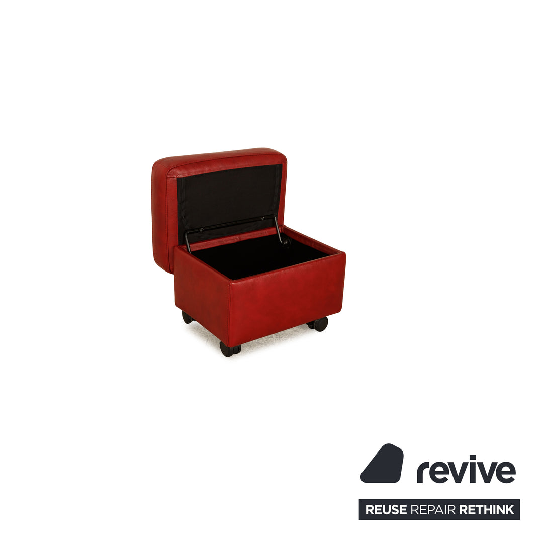 Stressless Leder Hocker Garnitur Rot manuelle Funktion Staufach 2x Hocker