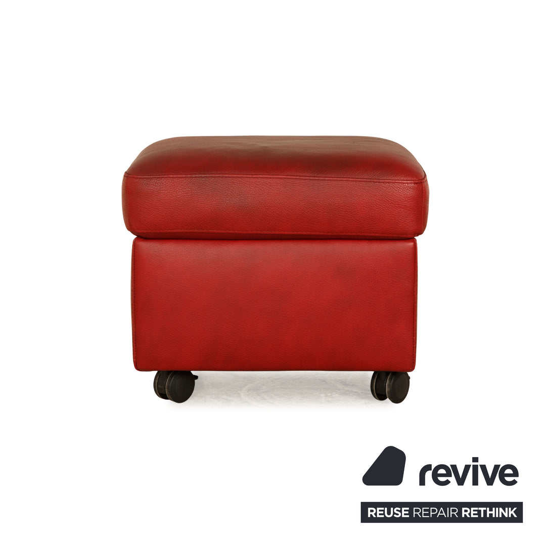 Stressless Leder Hocker Garnitur Rot manuelle Funktion Staufach 2x Hocker