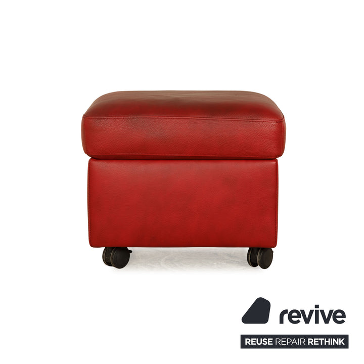 Stressless Leder Hocker Garnitur Rot manuelle Funktion Staufach 2x Hocker