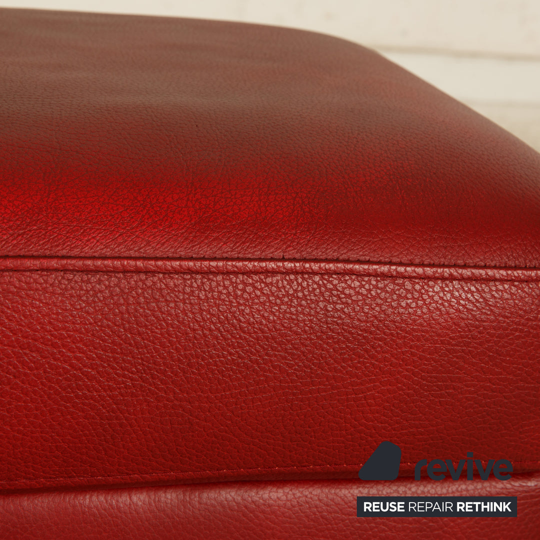Stressless Leather Stool Red manual function storage compartment