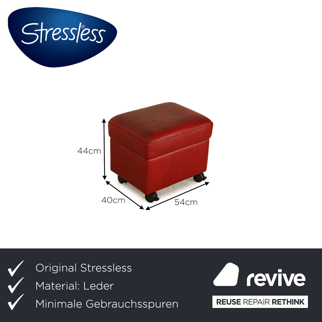 Stressless Leather Stool Red manual function storage compartment