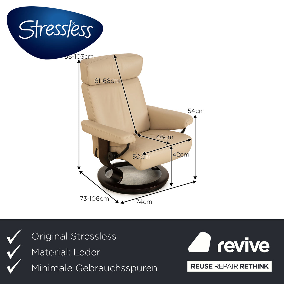 Stressless Leder Sessel Beige manuelle Funktion