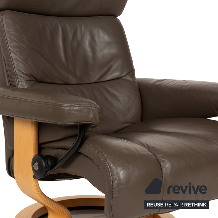 Stressless Leder Sessel Braun manuelle Funktion inkl. Hocker