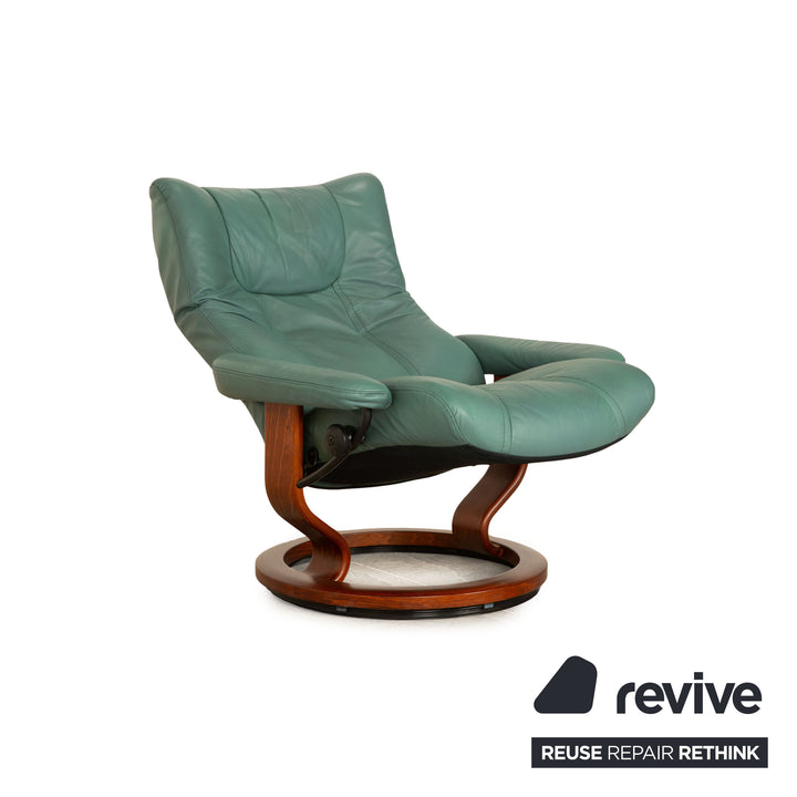 Stressless Leder Sessel Garnitur Grün manuelle Funktion Relaxsessel