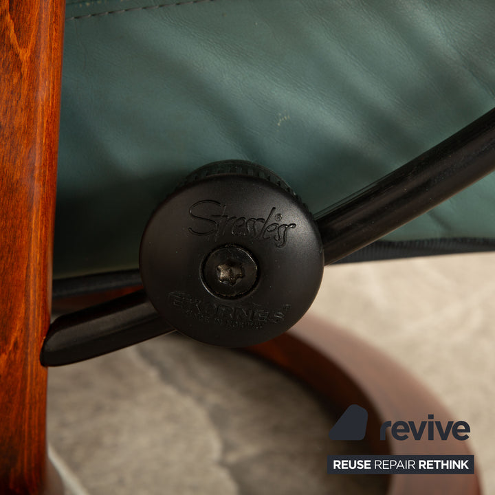 Stressless Leder Sessel Garnitur Grün manuelle Funktion Relaxsessel