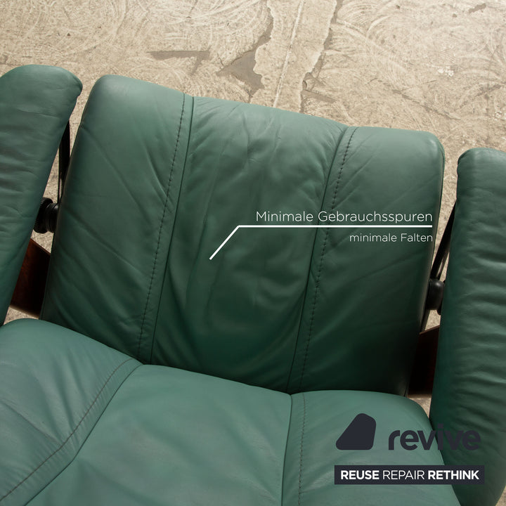 Stressless Leder Sessel Garnitur Grün manuelle Funktion Relaxsessel
