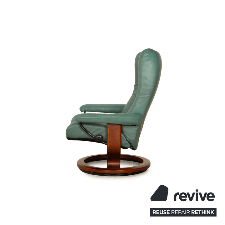 Stressless Leder Sessel Garnitur Grün manuelle Funktion Relaxsessel