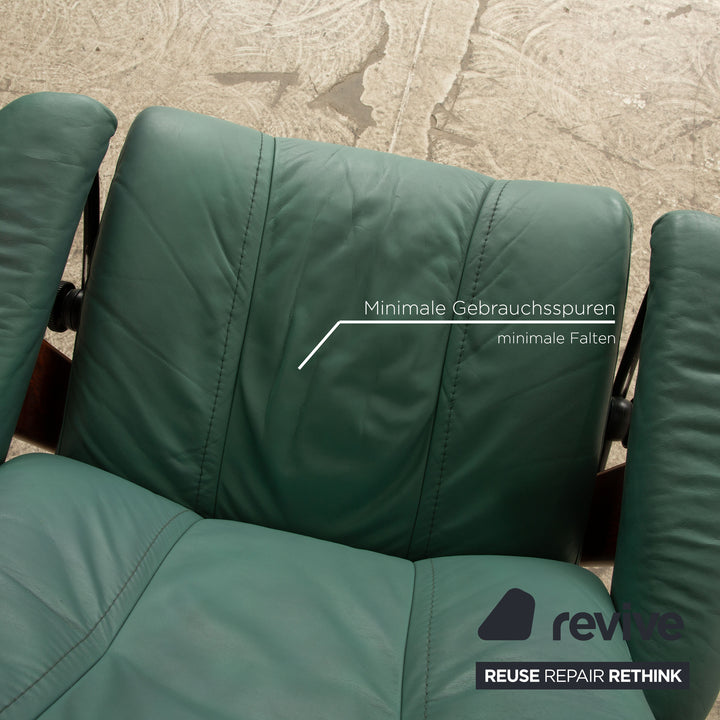 Stressless Leder Sessel Grün manuelle Funktion Relaxsessel