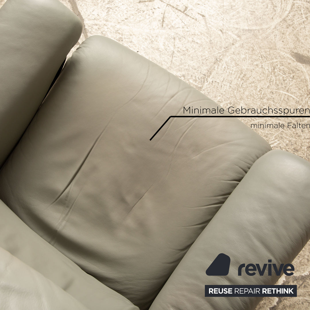 Stressless Leder Sofa Garnitur Zweisitzer Sessel Hocker Grau Couch Relaxfunktion und verstellbare Kopfstützen
