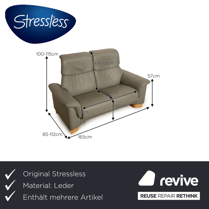 Stressless Leder Sofa Garnitur Zweisitzer Sessel Hocker Grau Couch Relaxfunktion und verstellbare Kopfstützen