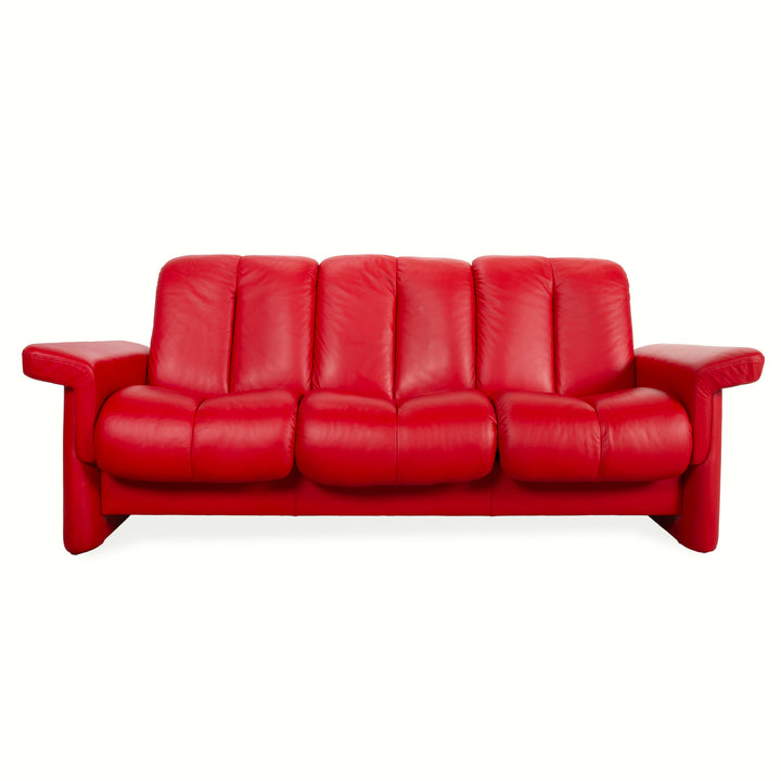 Stressless Legend Dreisitzer Leder Sofa Rot manuelle Funktion Couch