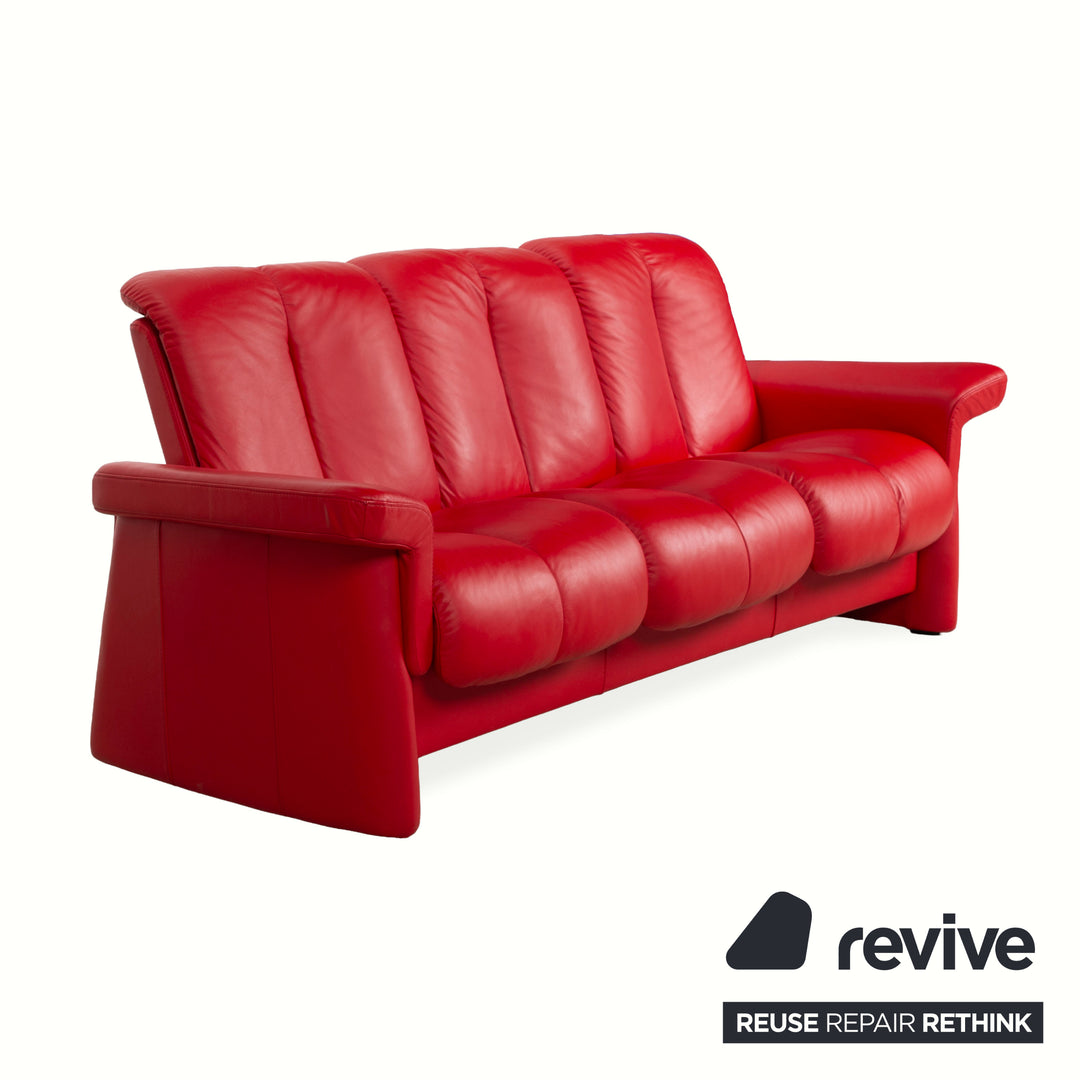 Stressless Legend Dreisitzer Leder Sofa Rot manuelle Funktion Couch