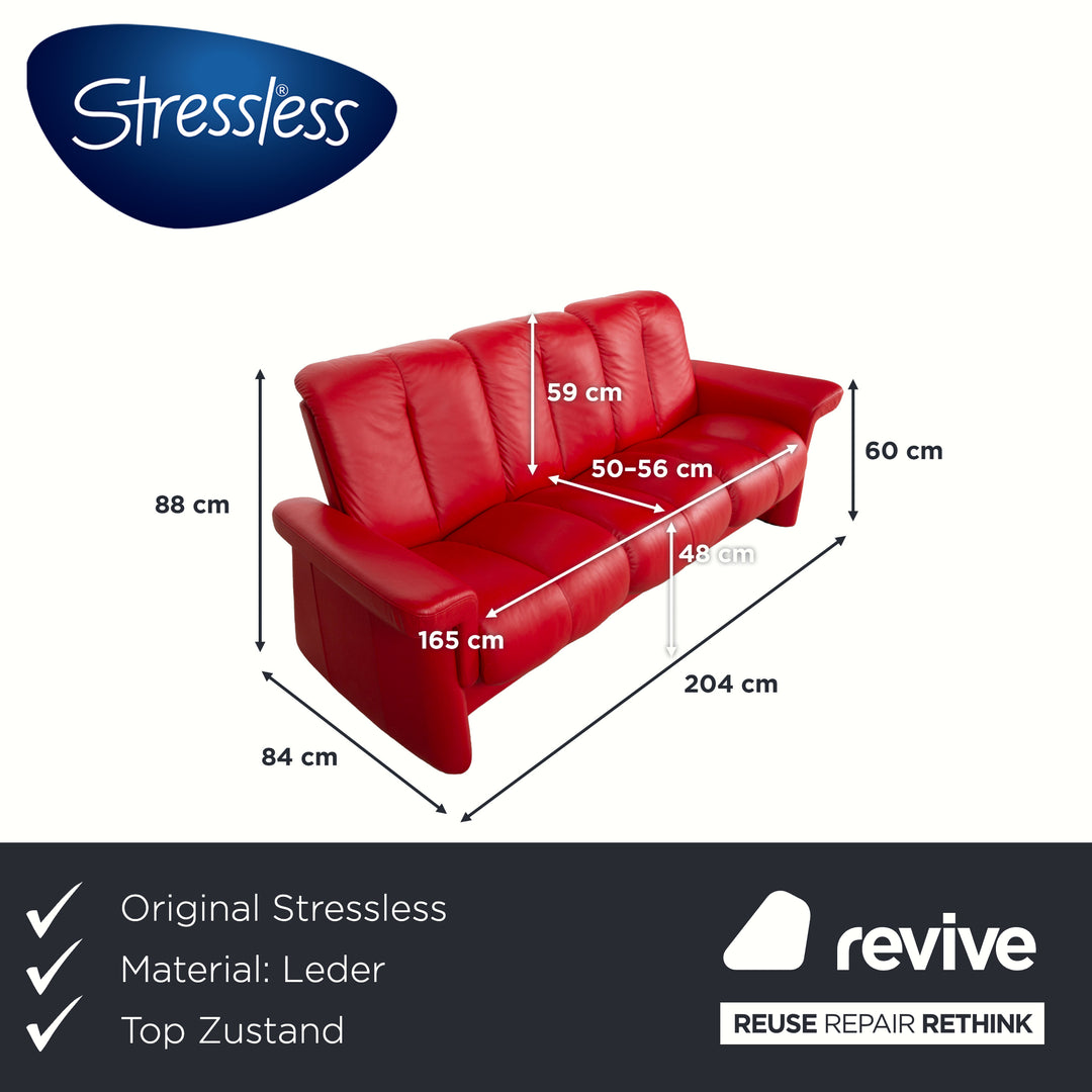 Canapé trois places en cuir rouge Stressless Legend à fonctions manuelles