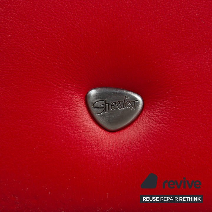 Stressless Legend Dreisitzer Leder Sofa Rot manuelle Funktion Couch