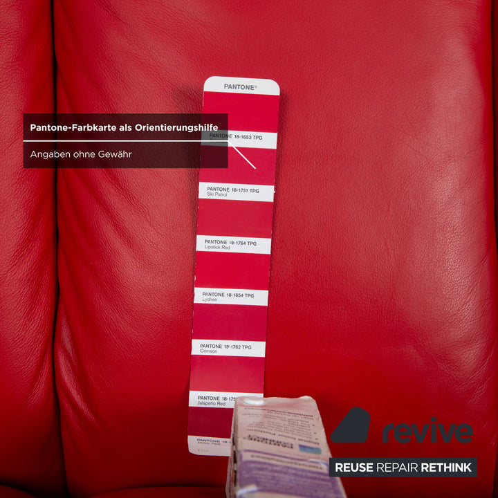 Stressless Legend Dreisitzer Leder Sofa Rot manuelle Funktion Couch