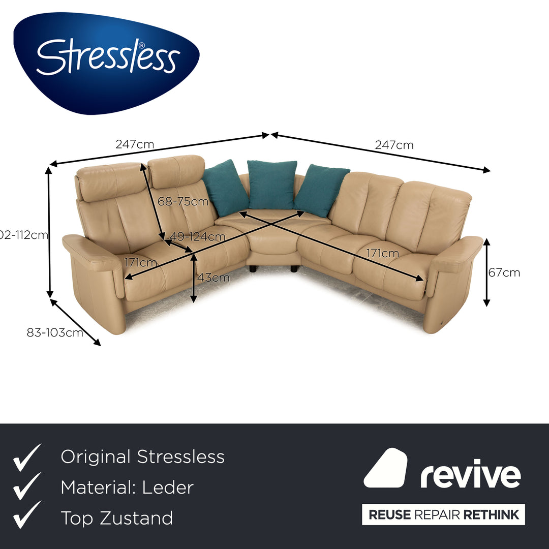 Stressless Legend Leder Ecksofa Braun Beige Sofa Couch manuelle Funktion