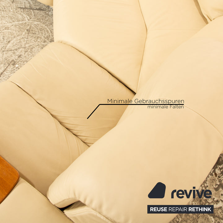 Stressless Legend Leder Sofa Garnitur Creme Beige manuelle Funktion Ecksofa Sessel Hocker Sofa Couch