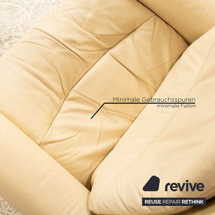 Stressless Legend Leder Sofa Garnitur Creme Beige manuelle Funktion Ecksofa Sessel Hocker Sofa Couch