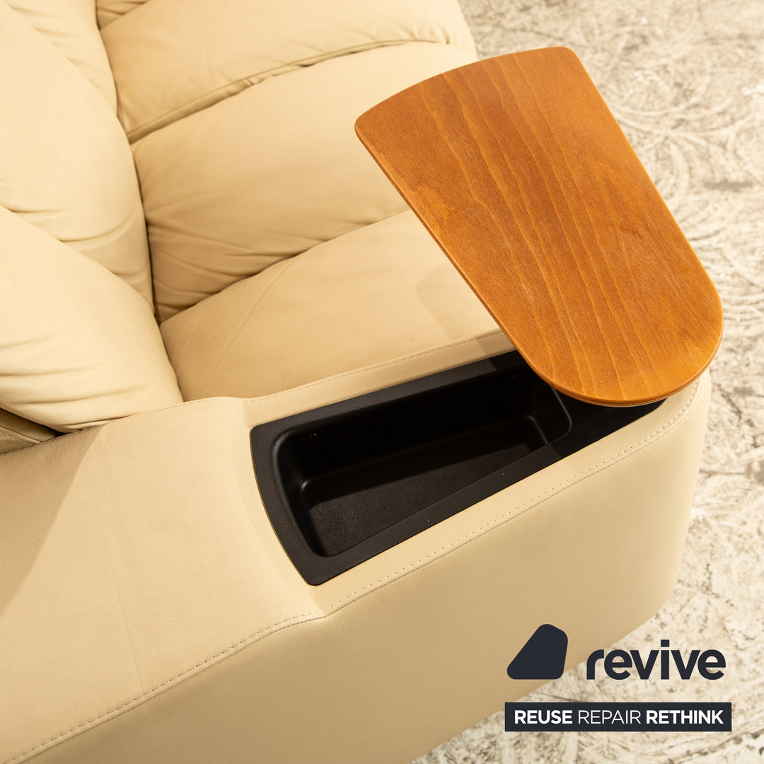 Stressless Legend Leder Sofa Garnitur Creme Beige manuelle Funktion Ecksofa Sessel Hocker Sofa Couch